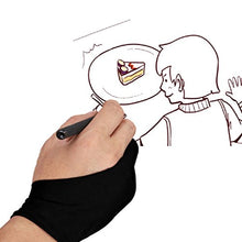 Load image into Gallery viewer, Artist Glove with Two Fingers 2 Pack,Free Size Prevents smudges for Light Box Graphic Tablet Pen Display iPad Pro Pencil Black Drawing Art Creation