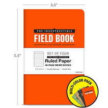 Load image into Gallery viewer, Elan Publishing Company The Indestructible, Waterproof, Tearproof, Weatherproof Field Notebook - 3.5"x5.5" - Combo Colors - Lined Memo Book - Pack of 4