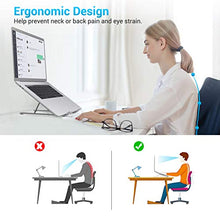 Load image into Gallery viewer, Laptop Stand for Desk, Ergonomic Portable Aluminum Alloy Computer Holder, Foldable Riser with 6 Levels Adjustable Compatible with 10-15.6" inch Notebook and Tablets