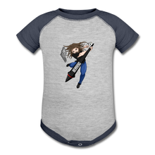 Load image into Gallery viewer, G-MAC Logo Baby Bodysuit - heather gray/navy