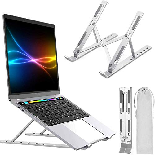 Laptop Stand for Desk, Ergonomic Portable Aluminum Alloy Computer Holder, Foldable Riser with 6 Levels Adjustable Compatible with 10-15.6