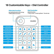 Load image into Gallery viewer, HUION Mini Keydial KD100 Express Keys Remote Keyboard for Pen Display and Drawing Tablet, One-Handed Shortcut Keys Keypad with 18 Customizable Keys &amp; Dial for Animation, Illustration, Video, Design
